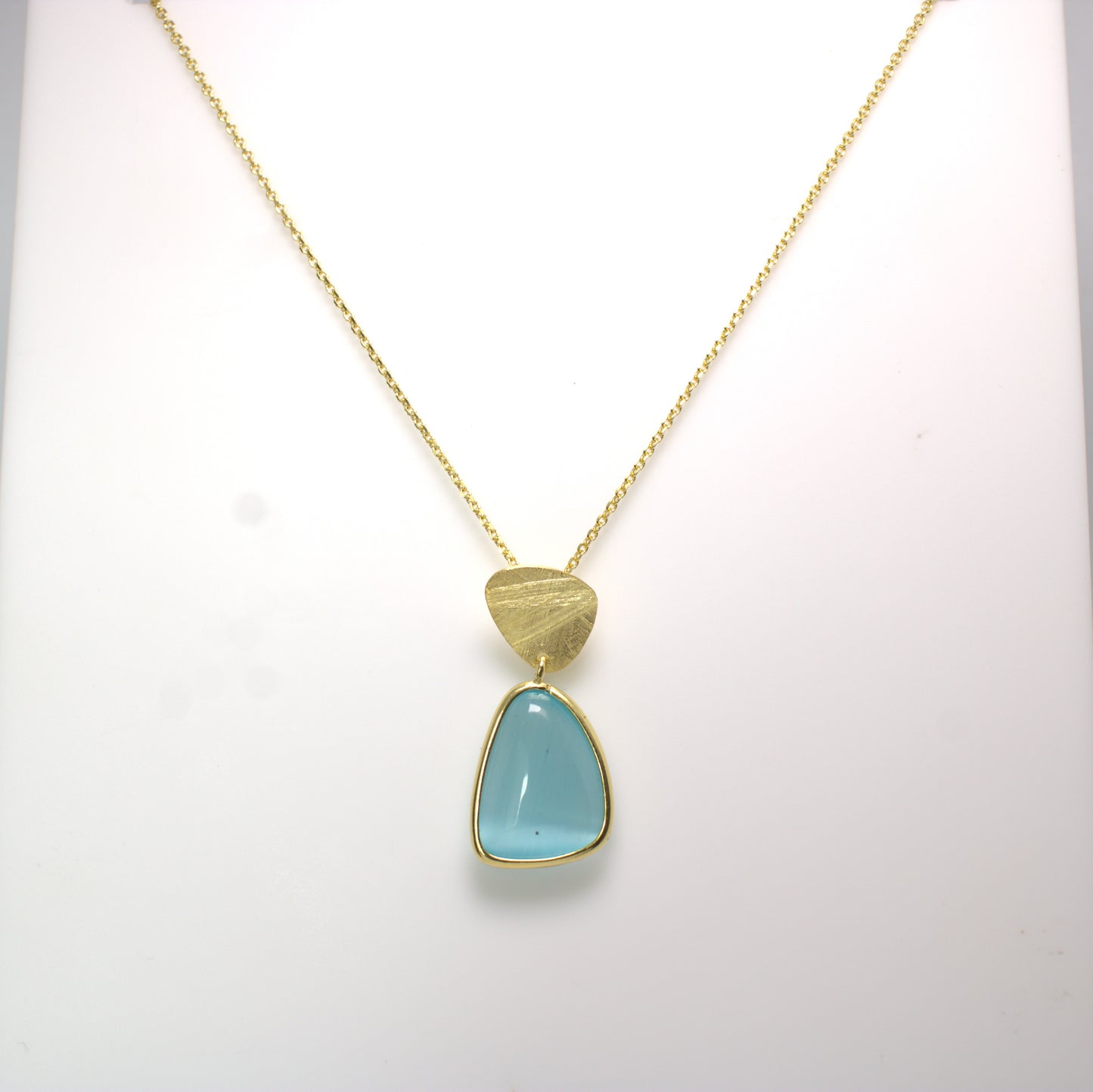 Collana pendente con pietra liscia e argento 925% D'orato