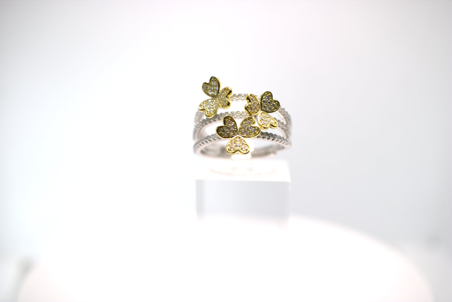 Anello "Flowers" a tre fiori gialli con gambo bianco