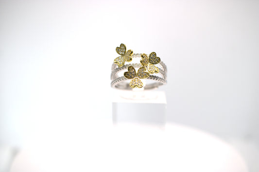 Anello "Flowers" a tre fiori gialli con gambo bianco