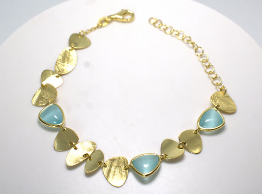 Bracciale "Old money" pietre lisce e  argento 925% d'orato