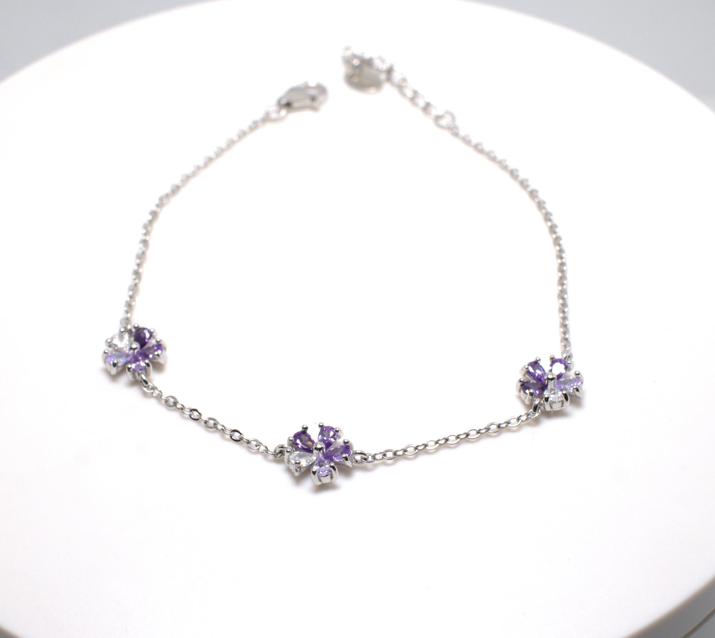 Bracciale "Flowers" a 3 fiori – Bianco