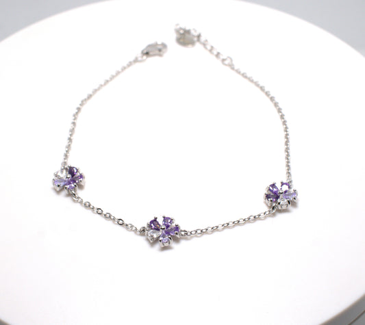 Bracciale "Flowers" a 3 fiori – Bianco