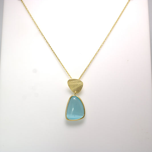 Collana pendente con pietra liscia e argento 925% D'orato