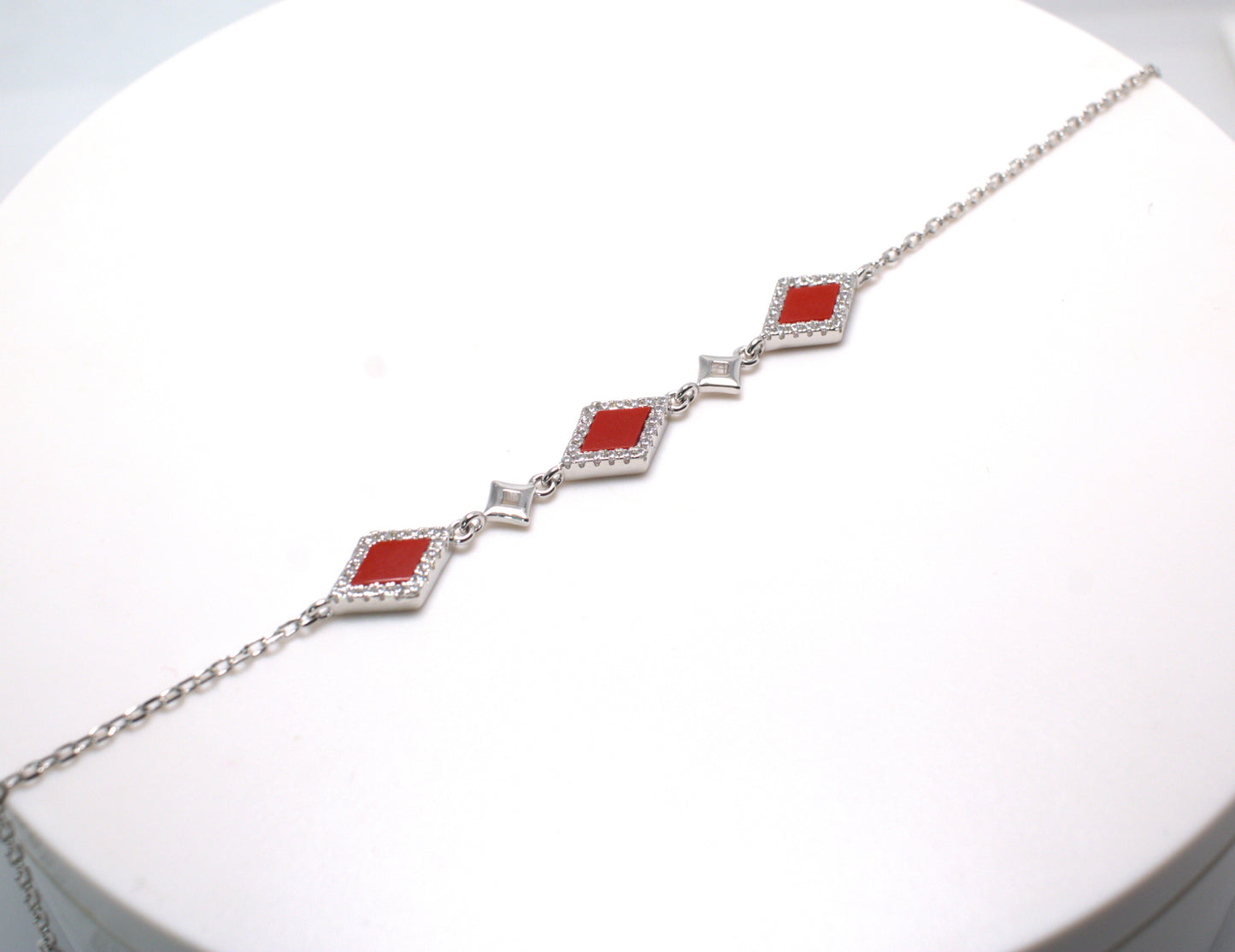 Bracciale "Old Money" a rombi smalti Rossi