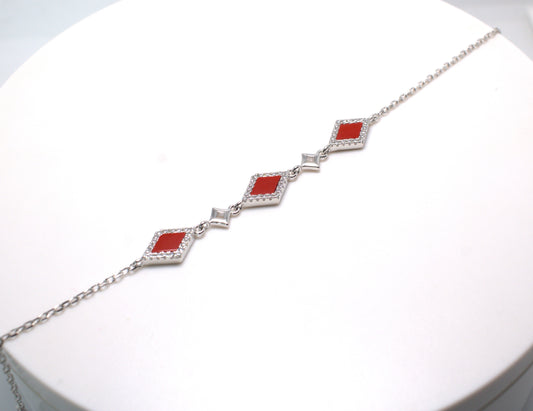 Bracciale "Old Money" a rombi smalti Rossi